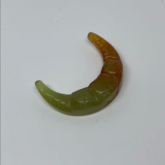 Tribal moon pendant- natural jade